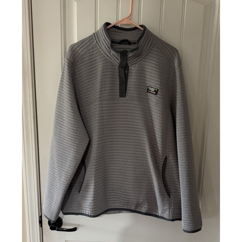 LL Bean Airlight Knit Pullover Sweatshirt Women’s 3X Plus Gray 1/4 Snap Outdoor